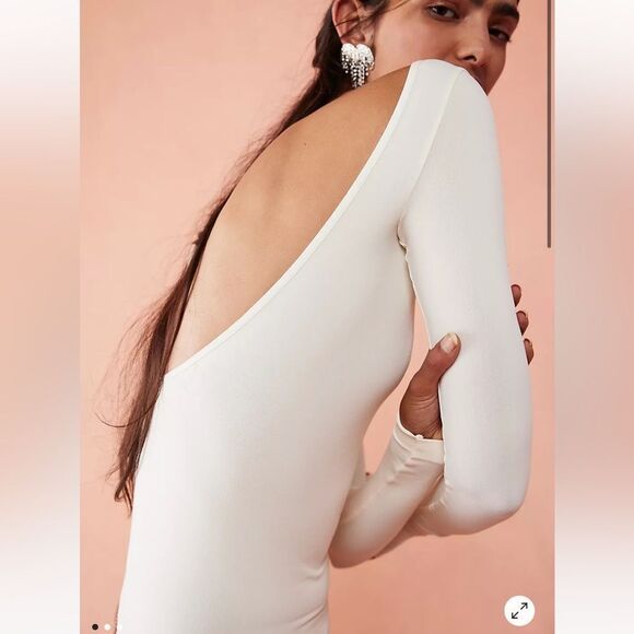 Free People Blue Low-Back Seamless Long Sleeve Top Light Blue XS/S - Picture 2 of 8